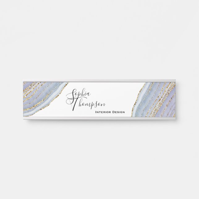 Mesa Ágata Dourado moderna de Geode da lavanda - placa (Frente)