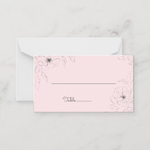 Anêmona no cartão de lugar dobrado Rosa Pálida