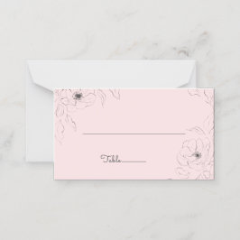 Mesa Anêmona no cartão de lugar dobrado Rosa Pálida