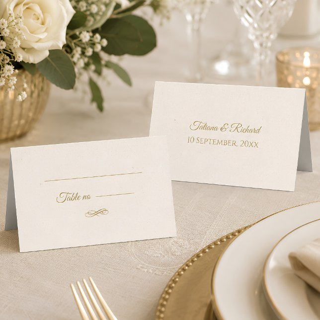 Mesa Cartão de Acompanhamento de Casamento com Letra Do (Elegant Gold Script Wedding Place Card)