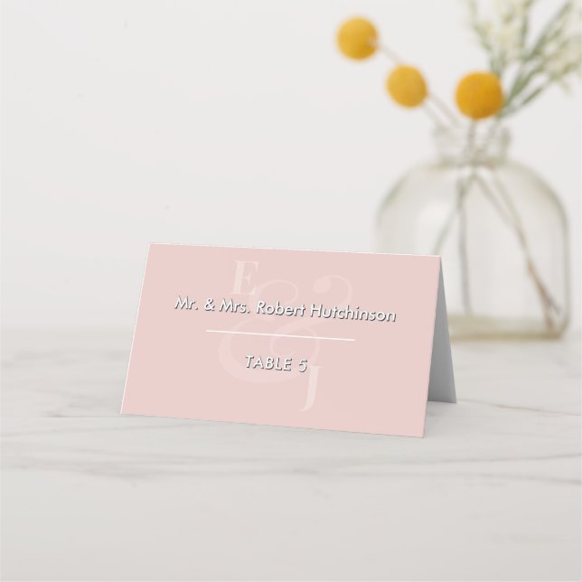 Mesa Cartão de Assento Casamento Blush com E comercial  (Frente)