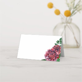 Mesa Cartão de assento Dahlia. Floral de casamento burg