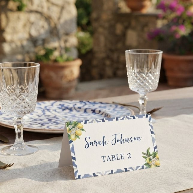 Mesa Cartão de Assento de Casamento com Azulejo Azul e  (Criador carregado)