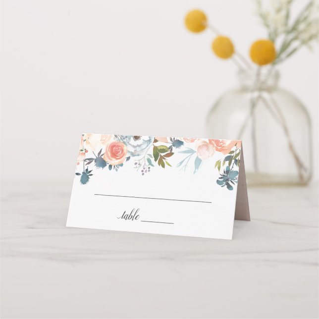 Mesa Cartão de Assento de Casamento Floral Aquarela Pês (Frente)