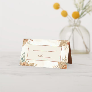Mesa Cartão de Assento de Casamento Floral Boho Rústico