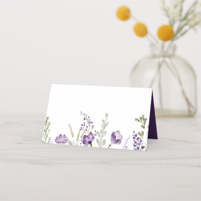 Mesa Cartão de Assento de Casamento Floral de Flor Silv (Frente)
