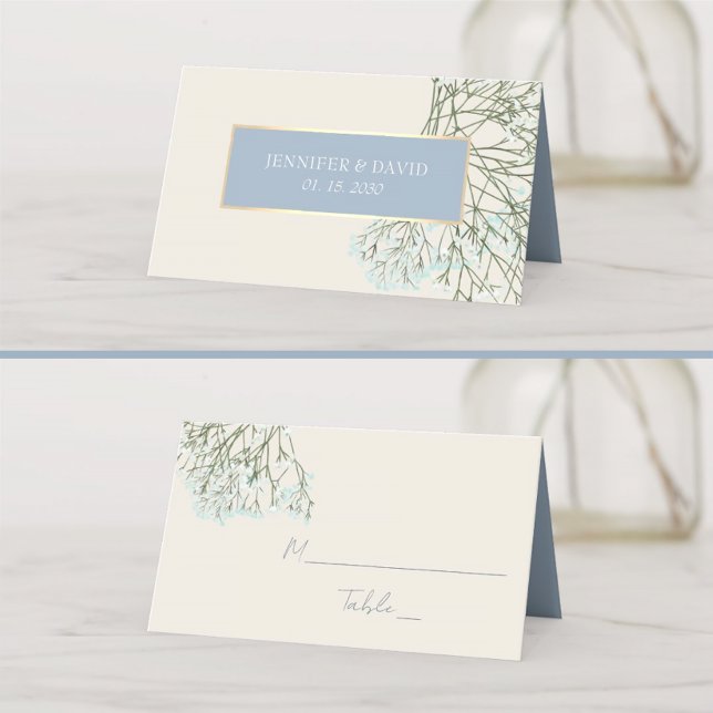 Mesa Cartão de Assento de Casamento Floral Rústico Azul (Criador carregado)