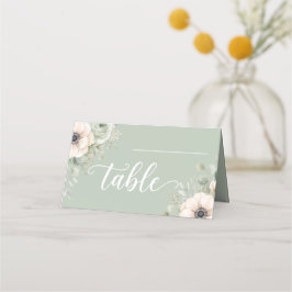 Mesa Cartão de Assento de Noiva Floral Verde Sálvia Dob