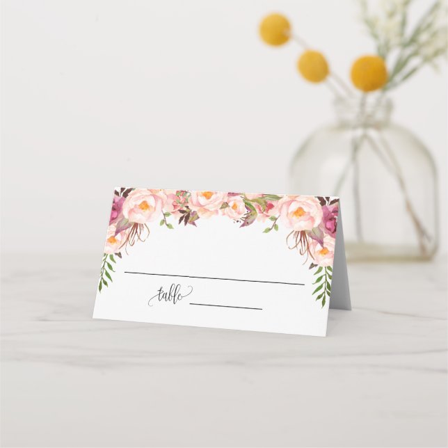 Mesa Cartão de Assento Dobrado para Chá de Noiva Floral (Frente)