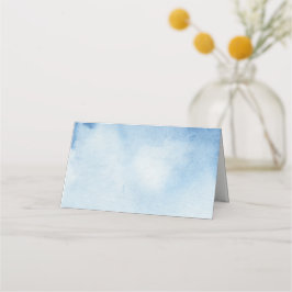 Mesa Cartão de assento em aquarela azul. Casamento mode