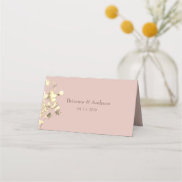 Mesa Cartão de Assento Floral Rosa Dourado Casamento