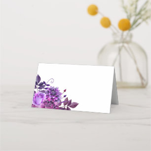 Mesa Cartão de assento para flores roxas. Flórida de ca