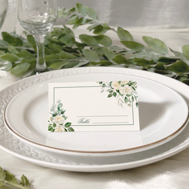 Mesa Cartão de Casamento das Flores Brancas Eucalyptus (Criador carregado)