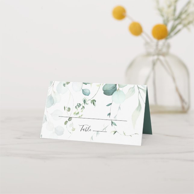 Mesa Cartão de Casamento de Foliage Eucalyptus Verde de (Frente)