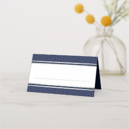Mesa Cartão de Casamento de Fronteira Azul-Prata Azul E