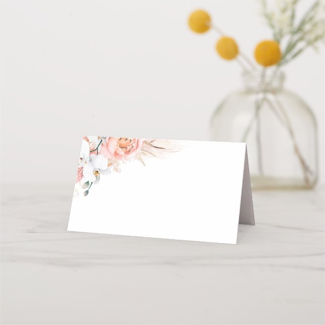 Mesa Cartão de Casamento de Grama Pampas Rosa (Frente)