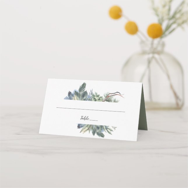 Mesa Cartão de Casamento de Inverno Verde (Frente)