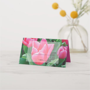 Mesa Cartão de Casamento de Tulipas Rosa Elegante