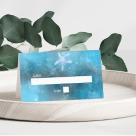 Mesa Cartão de Casamento de Verão no Mar Azul