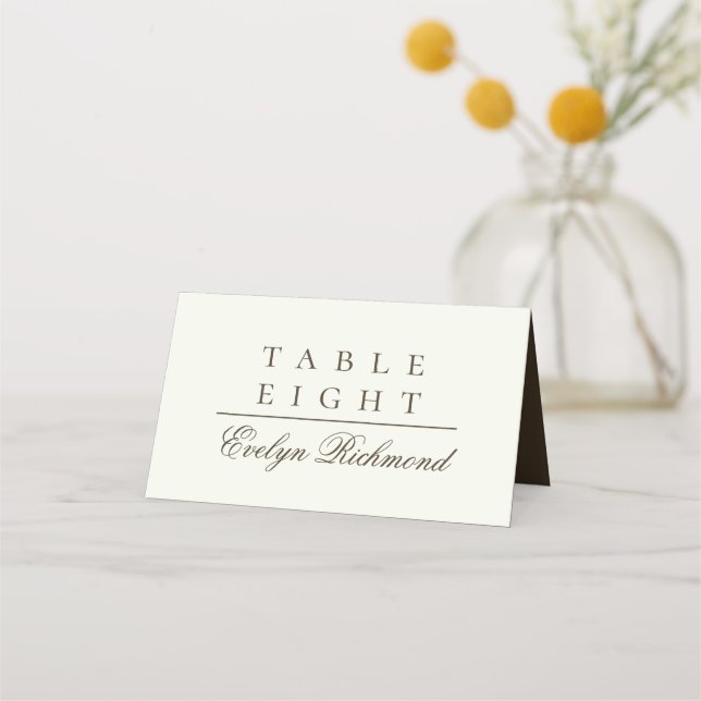 Mesa Cartão de Casamento Dobrado em Script Café Minimal (Frente)