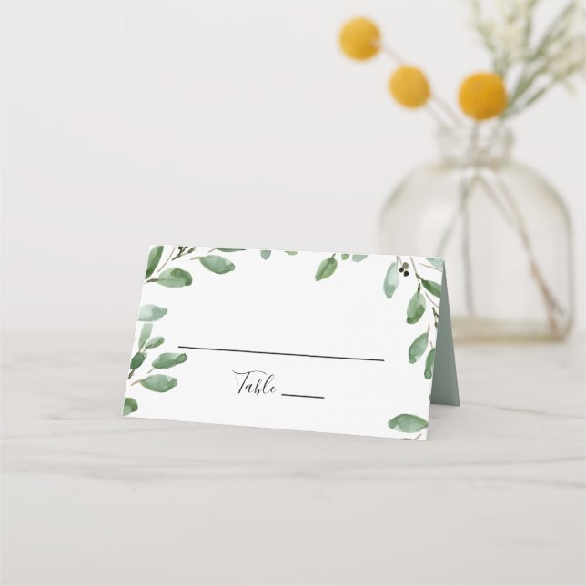 Mesa Cartão de Casamento Eucalyptus Tropical Greenery (Frente)