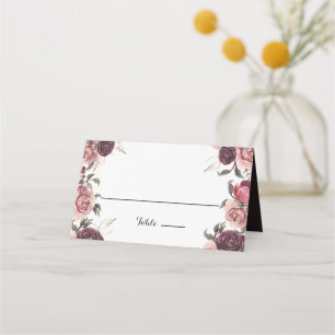 Mesa Cartão de Casamento Floral de Verão Elegante Burgu