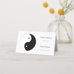 Mesa Cartão de Casamento Preto e Branco Yin Yang