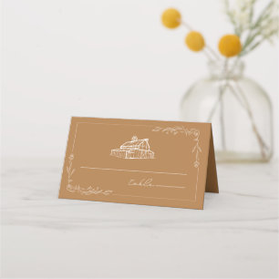 Mesa Cartão de Casamento Rustic Barn Goldenrod