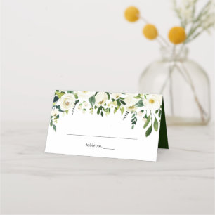 Mesa Cartão de Casamento Verde Floral de Rosas Brancas