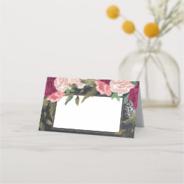 Mesa cartão de caserna floral cor-de-rosa-burgundy