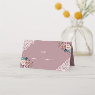 Mesa Cartão de Colocação das Flores de Rosa com Pó Azul