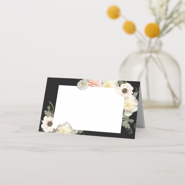 Mesa Cartão de Design de Casamento de Anemone e Peony B (Verso)