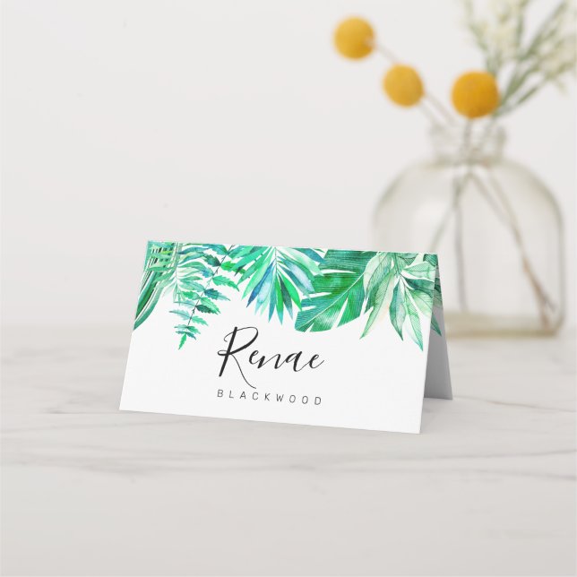 Mesa Cartão de escolta tropical, casamento tropical (Frente)