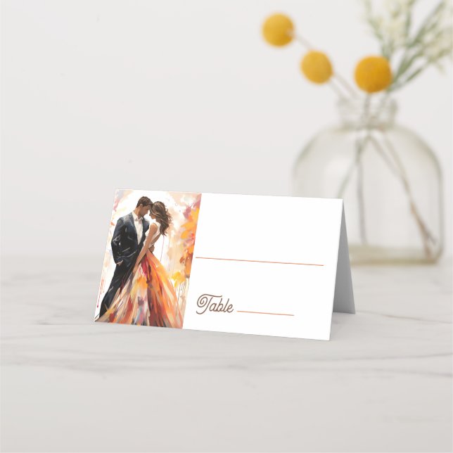 Mesa Cartão de Local Artístico para Casais de outono (Frente)