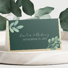 Mesa Cartão de Local de Casamento Botânico em Aquarela