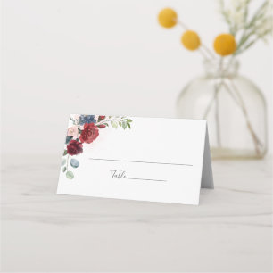 Mesa Cartão de Local de Casamento Botânico Floral Burgu