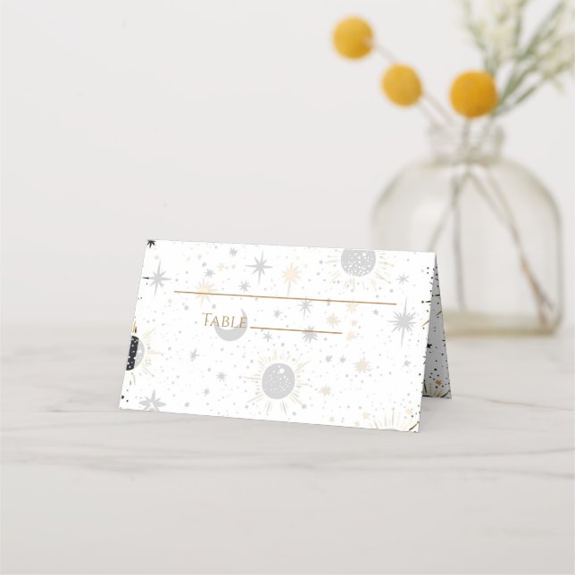 Mesa Cartão de Local de Casamento Celestial (Frente)