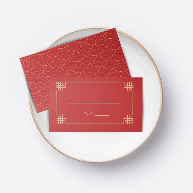 MESA CARTÃO DE LOCAL DE CASAMENTO CHINÊS VERMELHO (Criador carregado)