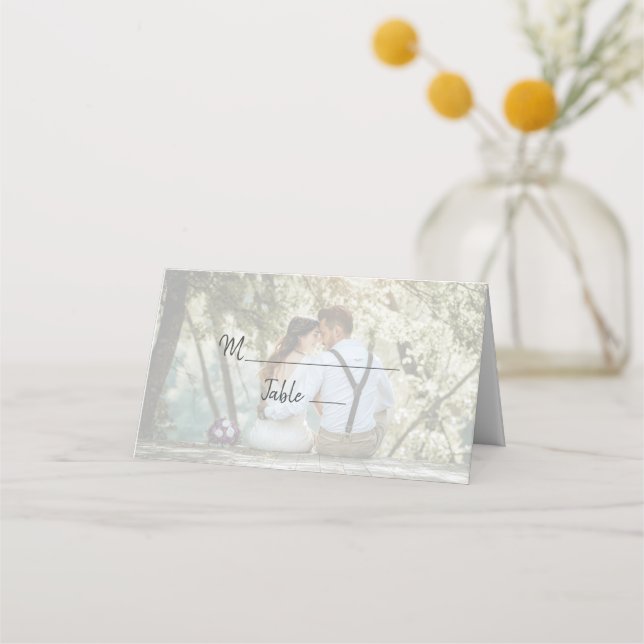 Mesa Cartão de Local de Casamento com Foto Elegante (Frente)