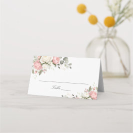 Mesa Cartão de Local de Casamento com Verdejante Rosa F