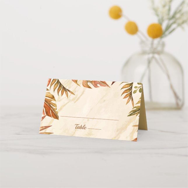Mesa Cartão de Local de Casamento de Folhagem de Outono (Frente)