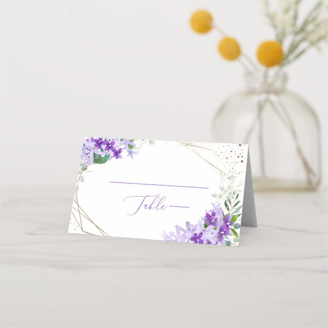 Mesa Cartão de Local de Casamento de Frame Dourado Flor (Frente)