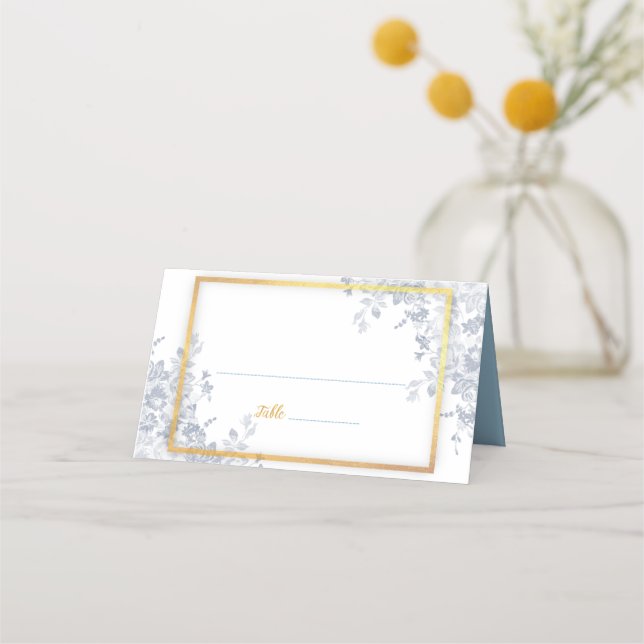 Mesa Cartão de Local de Casamento de Frame Dourado para (Frente)