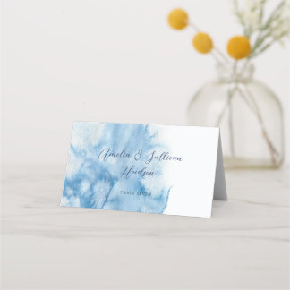 Mesa Cartão de Local de Casamento de Inverno Azul Empoe