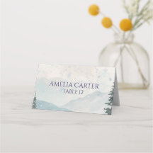 Cartão de Local de Casamento de Inverno na Montanh