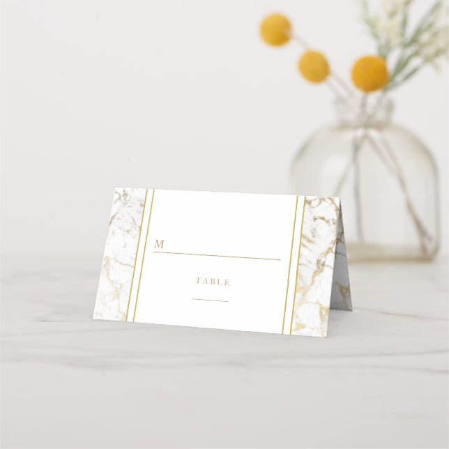 Mesa Cartão de Local de Casamento de Mármore Branco Dou (Frente)