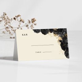 Mesa Cartão de Local de Casamento de Rosas Pretos Doura