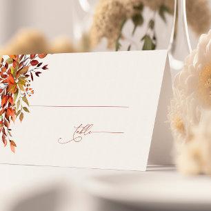 Mesa Cartão de Local de Casamento de Script FALL Queima