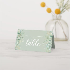 Mesa Cartão de Local de Casamento Doblado em Verde Salv