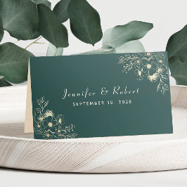 Mesa Cartão de Local de Casamento em Verde Esmeralda e